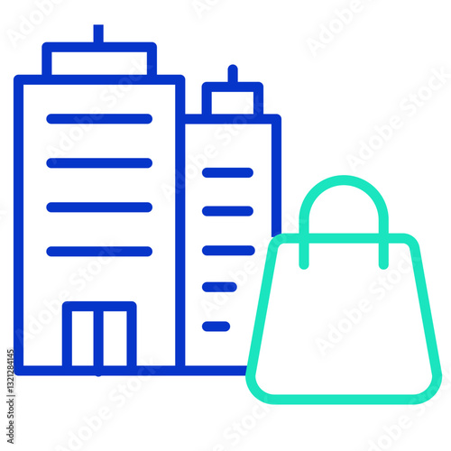 Shopping Complex outline dual color icon