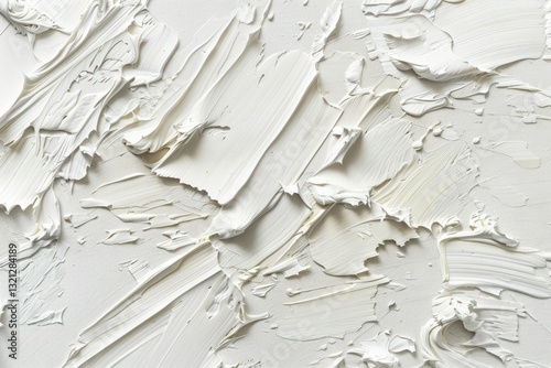 Photo of Many rough white smears of acrylic oil paint on flat surface. Background texture for backdrops or mapping