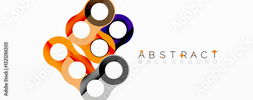 Abstract circle element composition with overlapping circular and tubular shapes featuring smooth gradients, transparency effects, and dynamic layering