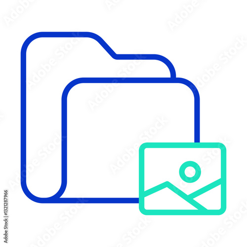 image folder outline dual color icon
