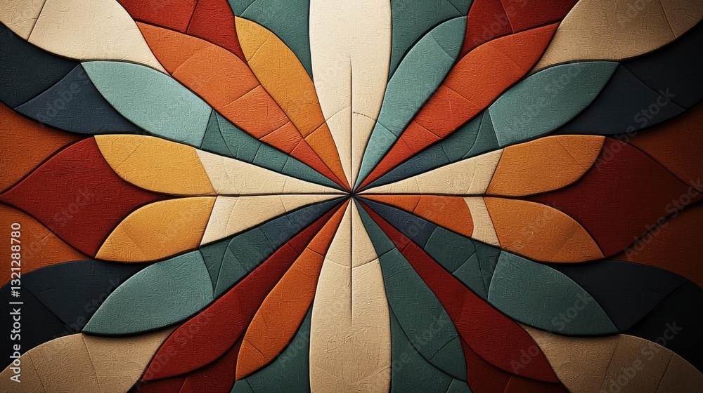 Fototapeta premium Geometric pattern design abstract background idea. A vibrant geometric design showcasing colorful abstract shapes in harmony.