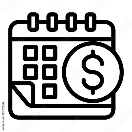 Long Term Debt Icon - Outline Style - Business Value Themes