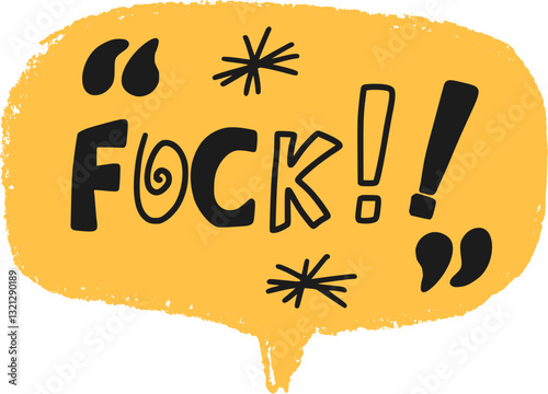 Speech bubble with swear words. Curse crayon doodle text. Strong language. Bad bulling expression on chat dialog balloon. Social media communication hate Vector pencil drawn illustration.