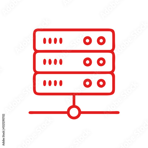 Server rack icon, data center, cloud computing, database management, IT infrastructure, hosting, network security, web technology, digital storage, illustration for tech websites and infographics