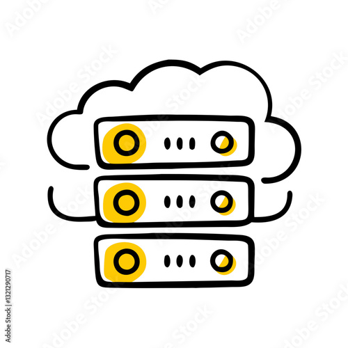 Cloud server icon, cloud computing, data storage, hosting, online security, IT infrastructure, web technology, illustration for websites, apps, infographics, and digital services