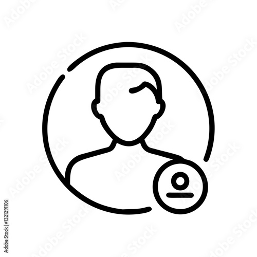 Minimalist user profile with additional account icon, verified identity, online registration, web authentication