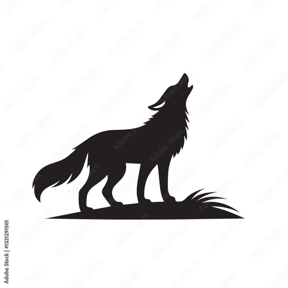 Wolf with tree vector silhouette design. Wolf with tree vector silhouette design.