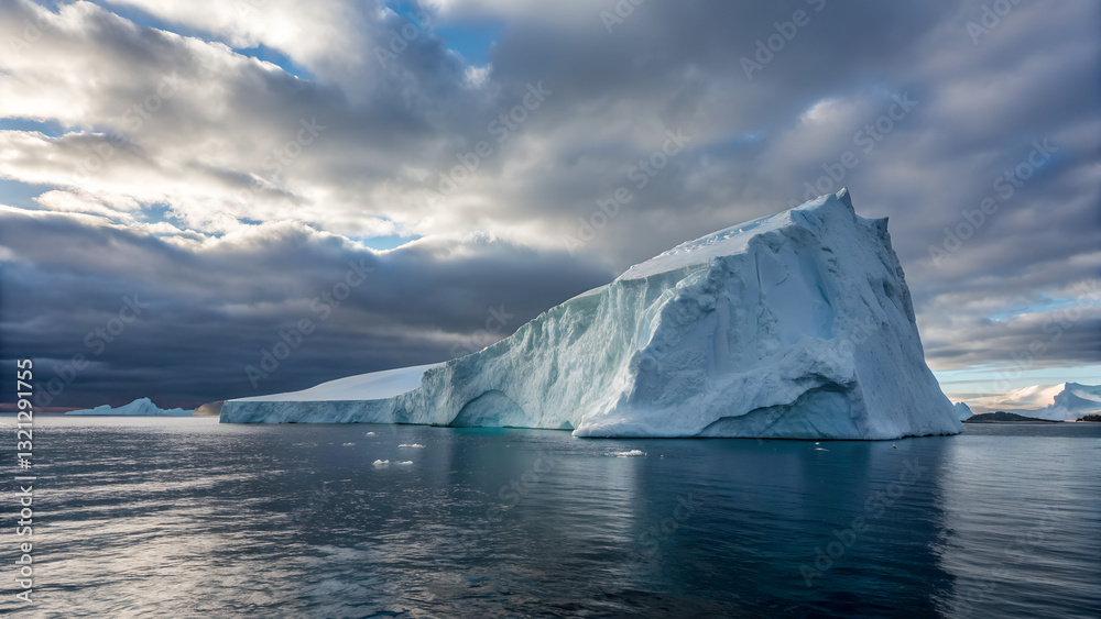 Iceberg floating in the vast ocean, serene view Iceberg floating in the vast ocean, serene view