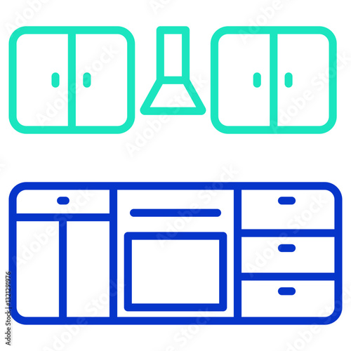 Kitchen outline dual color icon