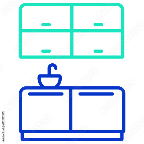 Kitchen outline dual color icon