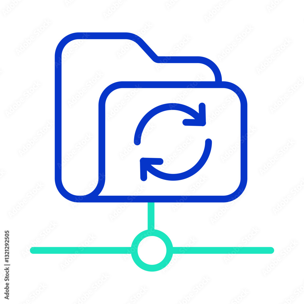 Synchronizing folder outline dual color icon Synchronizing folder outline dual color icon
