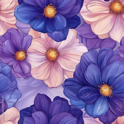 Wallpaper Mural Seamless decorative and beautiful flowers for spring time pattern Torontodigital.ca