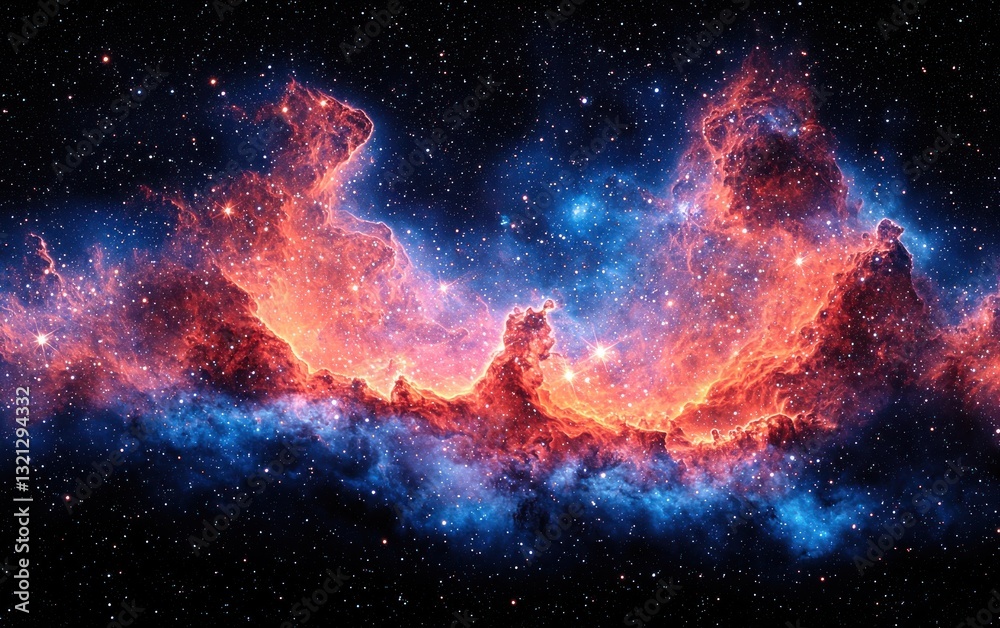 Fototapeta premium Cosmic nebulae blaze across the inky void