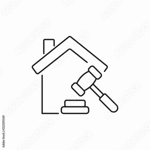 House auction gavel legal icon vector sign