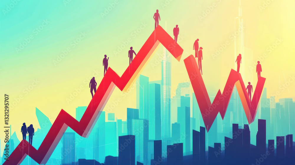 The price of bitcoin has recovered, and the idea of a cryptocurrency rising after dropping has been revived.People in a flat design. The price of bitcoin has recovered, and the idea of a cryptocurrency rising after dropping has been revived.People in a flat design.