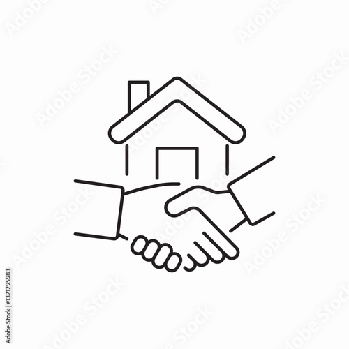 Real estate handshake deal icon vector sign