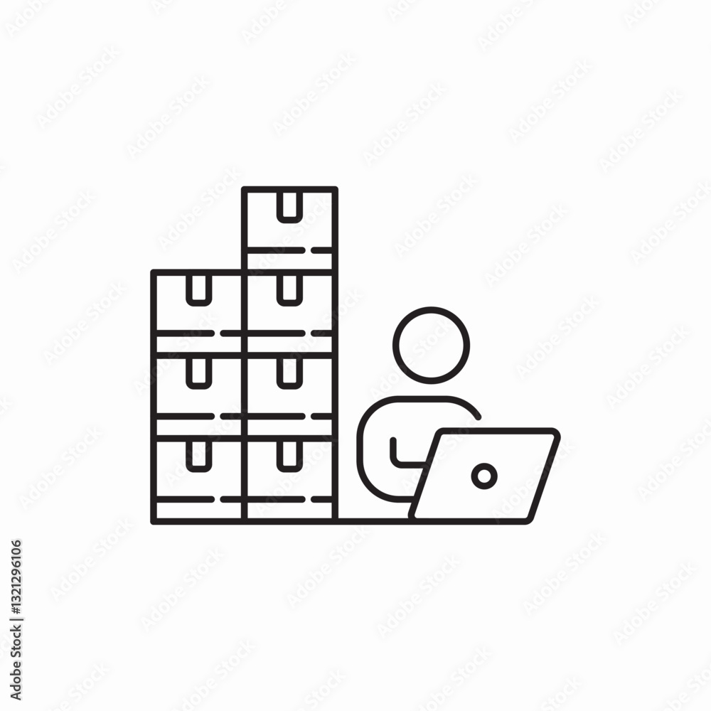 Warehouse inventory management system icon vector sign Warehouse inventory management system icon vector sign