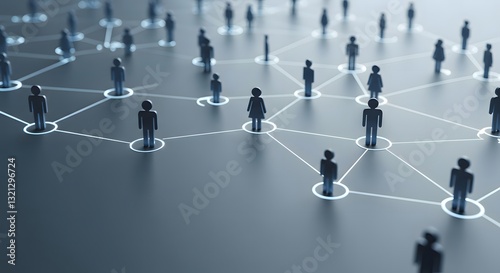 Futuristic 3D Social Network with Connected Human Figures