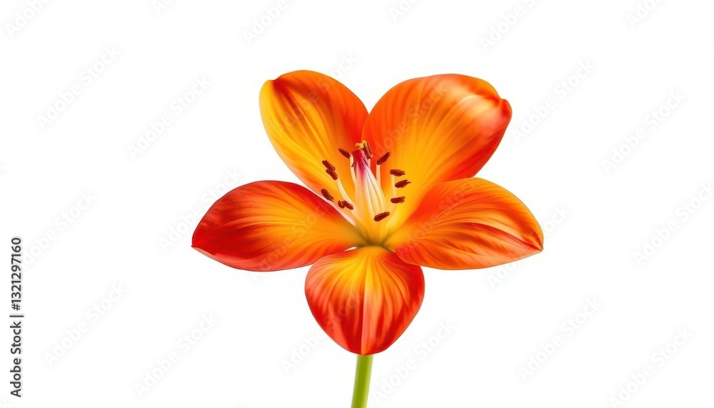 A single vibrant bloom, petals unfurled, set against pure white, botany, illustration A single vibrant bloom, petals unfurled, set against pure white, botany, illustration