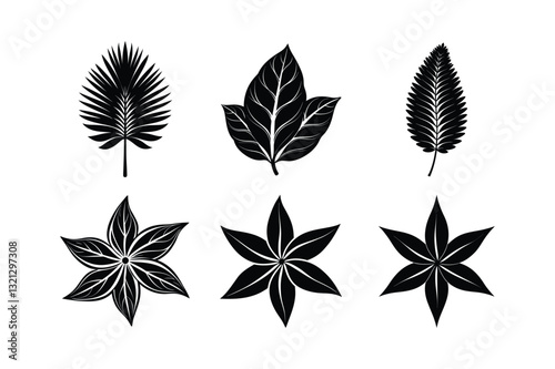 world famous decorative leaves vector illustration