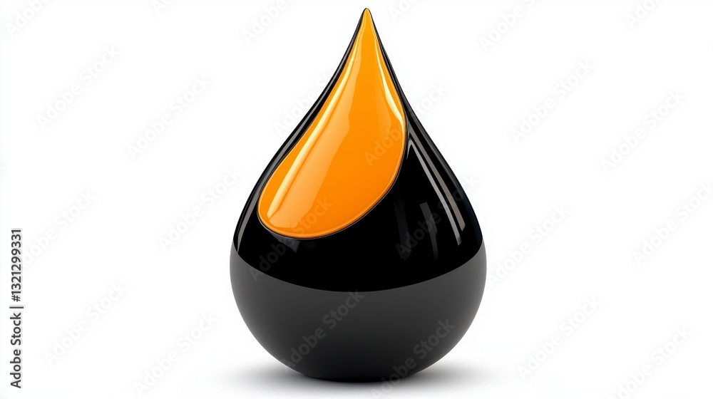 Abstract Glossy Black and Orange Teardrop Sculpture Abstract Glossy Black and Orange Teardrop Sculpture