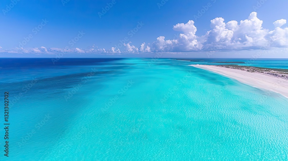 Obraz premium Aerial landscape abstract background idea. A stunning aerial view of a serene turquoise ocean and white sandy beach.