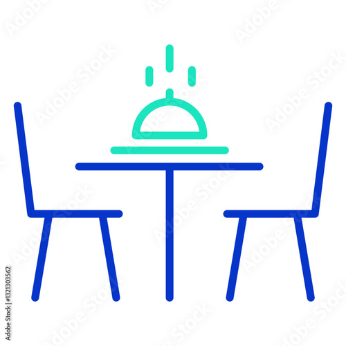 Restaurant table outline dual color icon