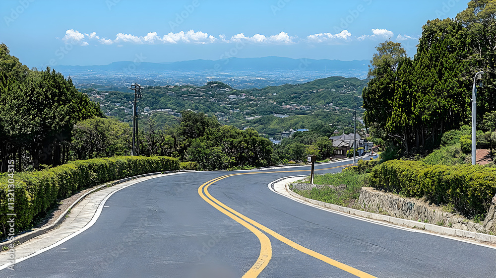 Fototapeta premium Winding road, mountain view, summer