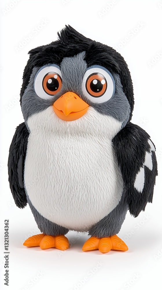 Fototapeta premium Adorable Black and White Plush Penguin Toy with Orange Feet