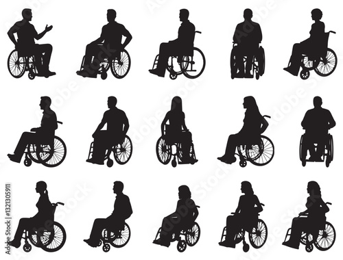 WHEELCHAIR SILHOUETTE WHITE BACKGROUND