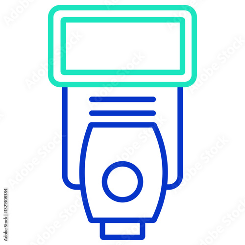 Camera flash outline dual color icon