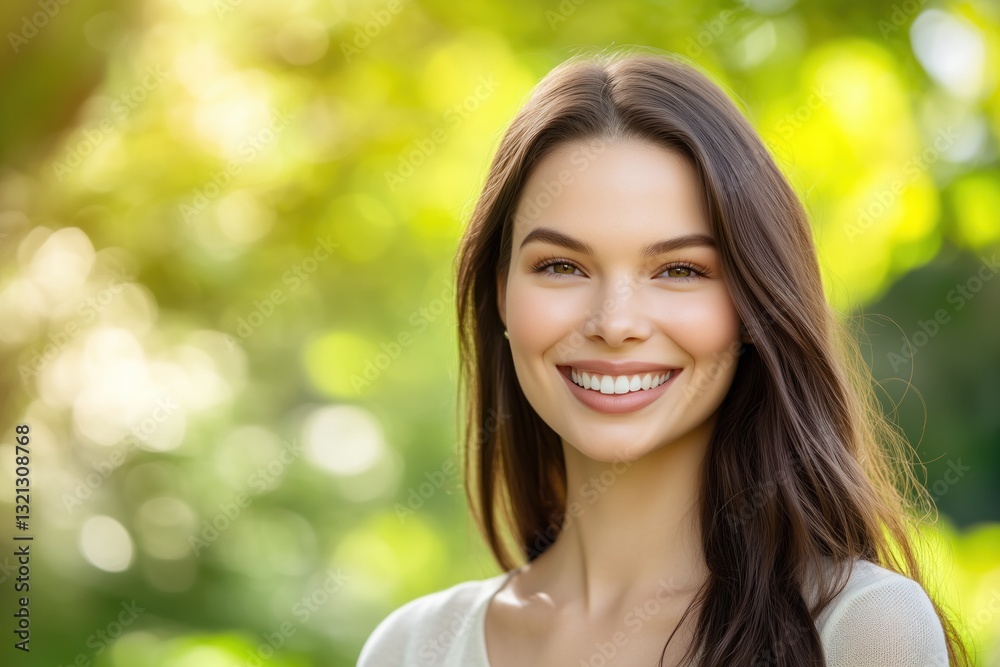 Beautiful smiling woman enjoying nature in a sunny summer day, copy space Beautiful smiling woman enjoying nature in a sunny summer day, copy space