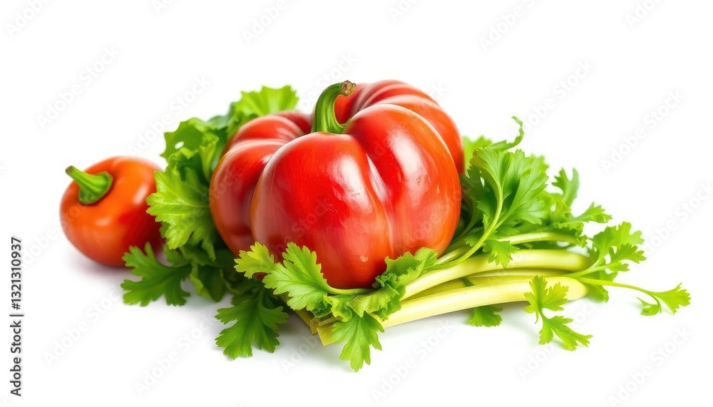 A vibrant, fresh, single vegetable isolated on pure white, texture, closeup A vibrant, fresh, single vegetable isolated on pure white, texture, closeup