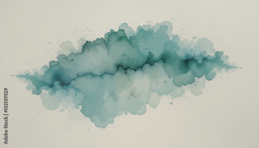 Obraz premium Abstract Teal Watercolor Cloud Design Art