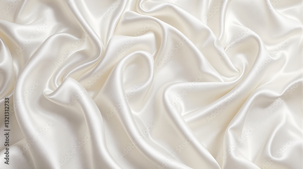 Obraz premium Cream-colored silk fabric with smooth folds, featuring a soft and luxurious texture, designed on a light background. Concept of elegance and softness. Ai generative