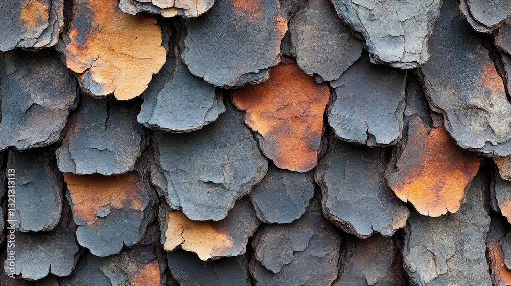Close up of textured, layered roofing tiles Close up of textured, layered roofing tiles