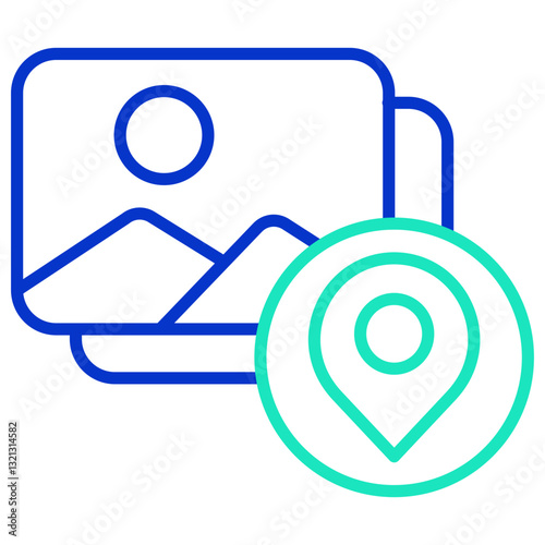 location photo outline dual color icon