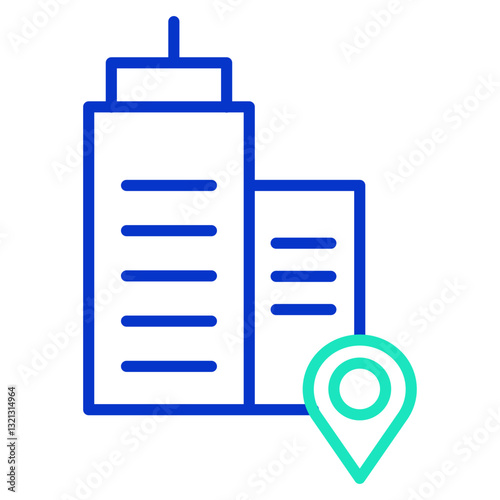 office location outline dual color icon