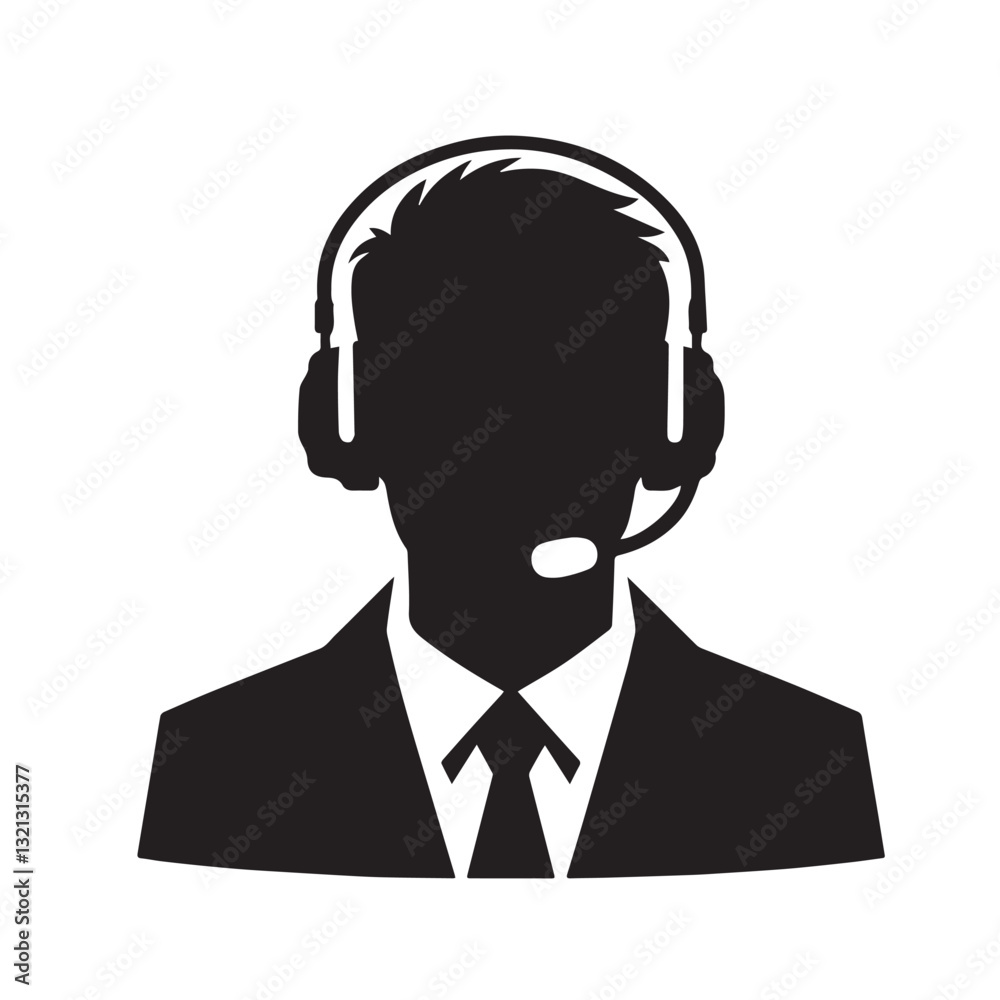 Customer care support icon vector silhouette design. support person logo. customer care agent icon.