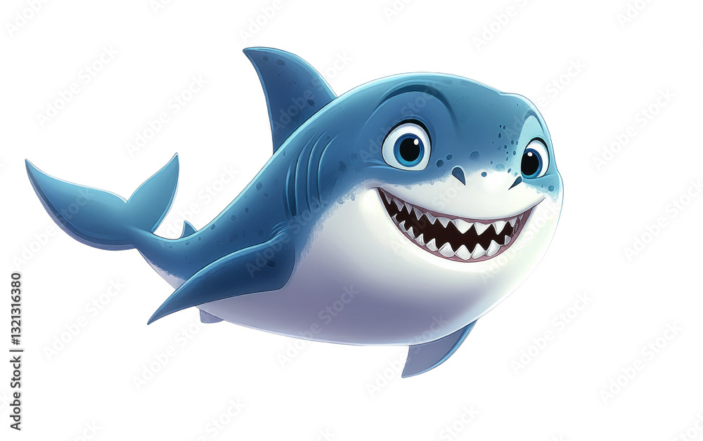 Fototapeta premium A cartoon shark with a big smile on its face