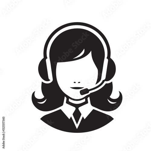 Customer care support icon vector silhouette design. support person logo. customer care agent icon.