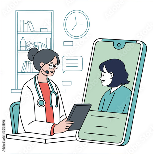 Online telemedicine consultation with doctor and mobile device