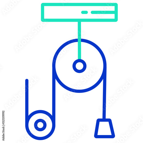 pulley machine outline dual color icon