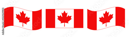 Set of Canadian flags are isolated on a transparent background. Correct proportions and colors. Perfect for Canada Day, national celebrations, and patriotic designs. Vector illustration