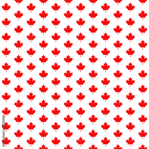 Seamless pattern with small red maple leaves isolated on a transparent background. Official red maple leaf of Canada. Perfect for Canada Day, national celebrations, and patriotic designs. Vector