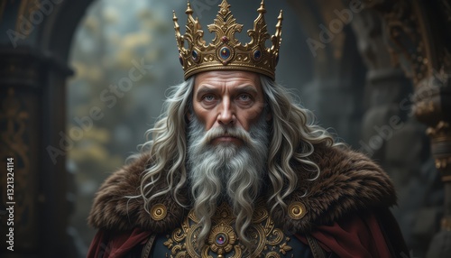 Majestic Elder King Wearing a Golden Crown