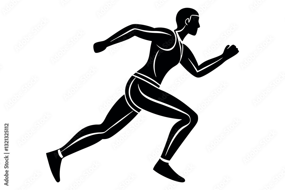 Dynamic Running Figure in Minimalist Vector Style for Fitness and Sports Illustrations Dynamic Running Figure in Minimalist Vector Style for Fitness and Sports Illustrations