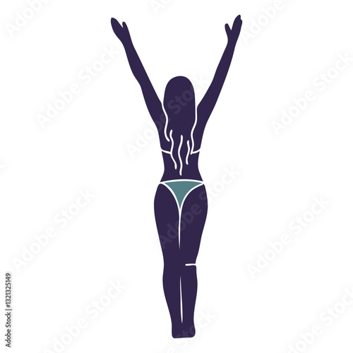 Embracing the Moment: Silhouette of a woman, arms raised in a gesture of freedom and liberation, perfectly captures the essence of joy and spiritual connection. 