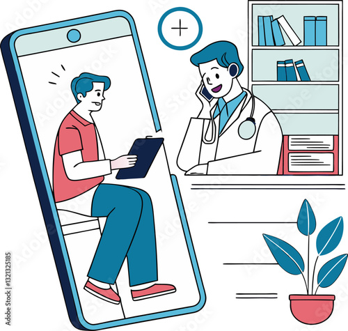Online telemedicine consultation with doctor and mobile device