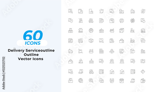Delivery Service outline Icons Set Layout Vector Template. Vector illustration in line style of icons	
